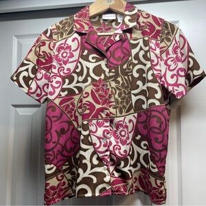 Alfred Dunner Women’s Size 12 Short-sleeve Button-up Top Floral Print